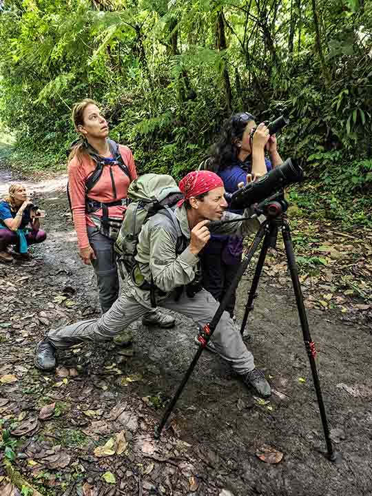 Arnon Dattner directs the telescope in Monteverde Cloud Forest Biological Preserve, 2022