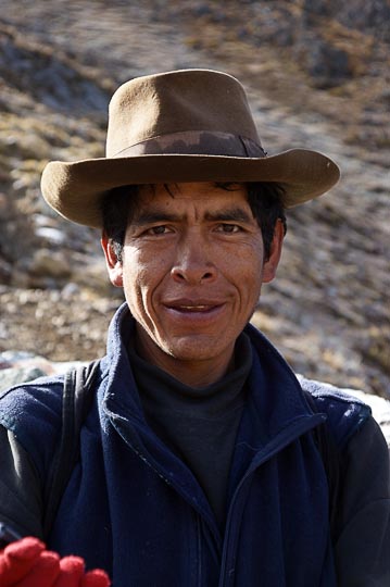 Gavindor, our devoted donkey-driver, on the ascent to Yaucha Punta, the Huayhuash Trek 2008