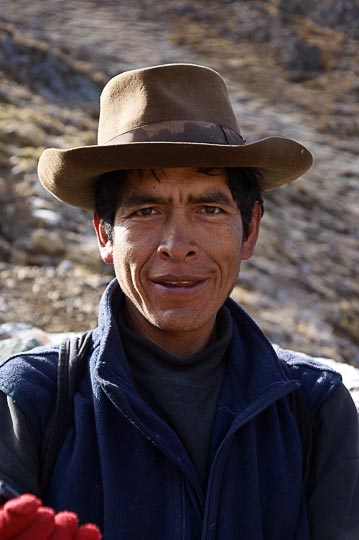 Gavindor, our devoted donkey-driver, on the ascent to Yaucha Punta, the Huayhuash Trek 2008