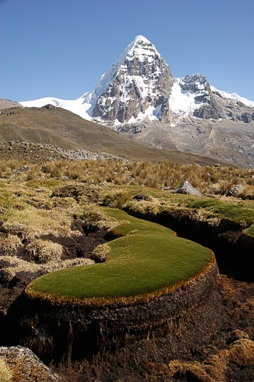 Formations of the ground with Mount Huayhuash in the background, south to Huayhuash settlement 2008