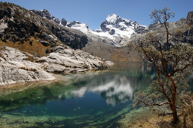 The reflection of Churup Mountain in Churup Lake, Cordillera Blanca 2008
