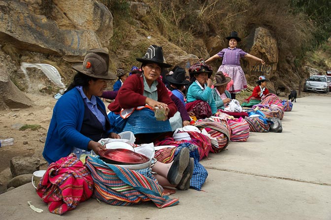 Local women sell food outside Chancos thermal baths, Rio Santa Valley 2008