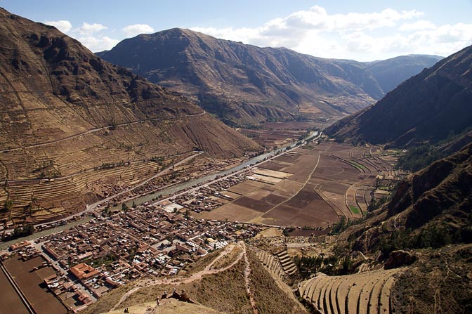 The Inca terraces, the Urubamba sacred valley and the town of Pisac, Pisac Ruins 2008