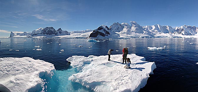 Our group members on pack ice in Beascochea Bay, 2004