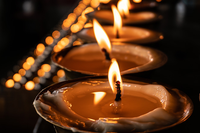 Yak butter candles at Kori La pass, east of Mongar, 2018