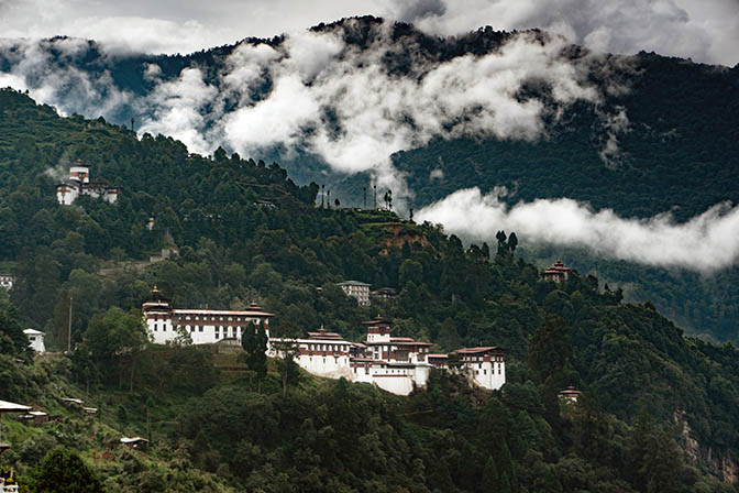 Trongsa Dzong between mountains and clouds, 2018