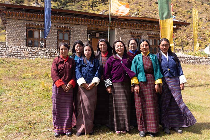 Women attend an informal school at Jangothang, October 2018