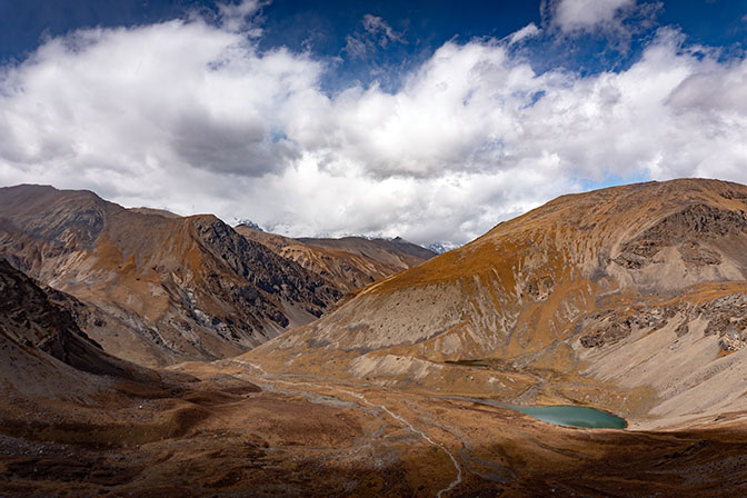 View from Yelila pass at an altitude of 4,820m, October 2018