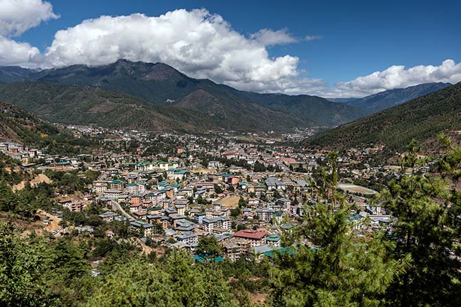 View of Thimphu, cradled in the Himalayas, from Buddha Dordenma, 2018