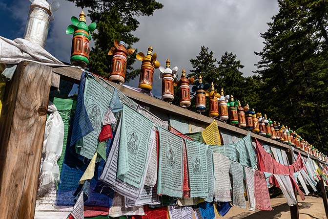 Prayer flags alongside the way to Tiger's Nest Monastery, Taktsang Goemba, 2018