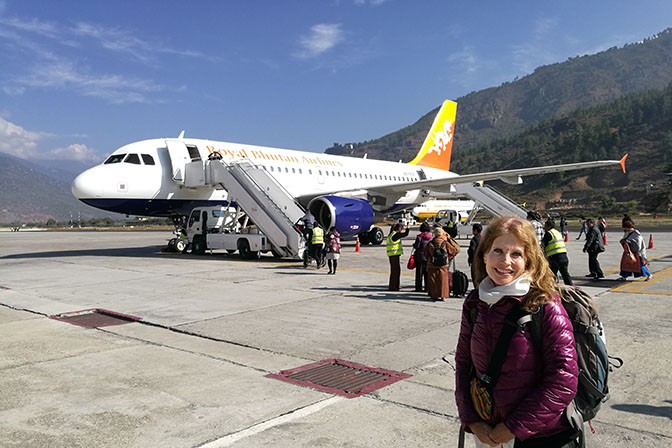 I'm about to board Drukair's plane at Paro International Airport, 2018
