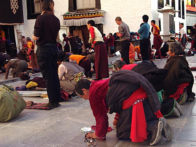 Pilgrims prostrating in front of the Jokhang, Lhasa 2004