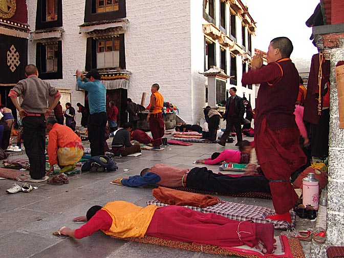 Pilgrims prostrate in front of the Jokhang, Lhasa 2004