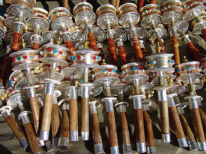 Prayer wheels in the Barkhor Market, Lhasa 2004