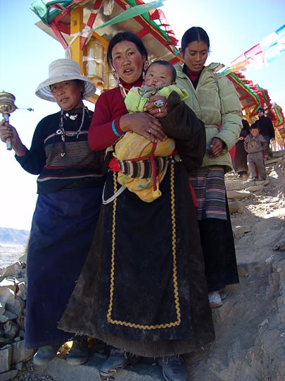 Tibetans along by the Lingkor in Shigatse, 2004