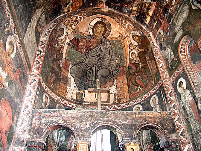 Ancient frescoes in Saint George Church in Nakipari, Upper Svaneti 2007