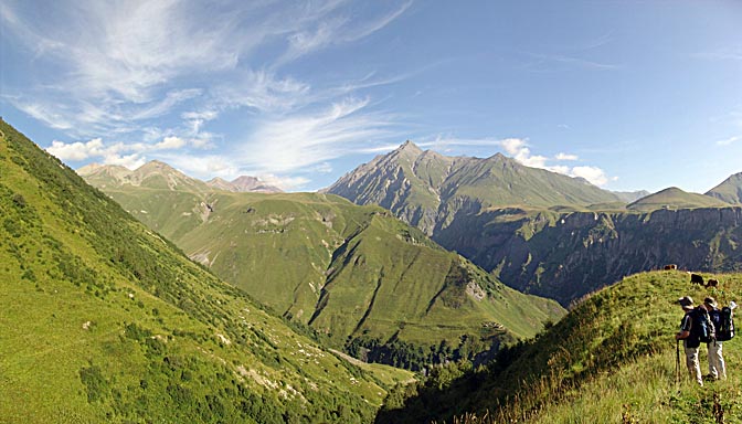 Shumo and Michush admire the view near Gudauri, South Ossetia 2007