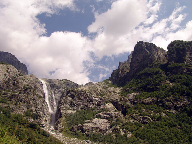 The raging waterfall at the foot of Mount Mazeri, Upper Svaneti 2007