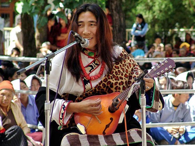 A singer, at the Dalai Lama birthday celebration, in the Temple in McLeod Ganj, 2004