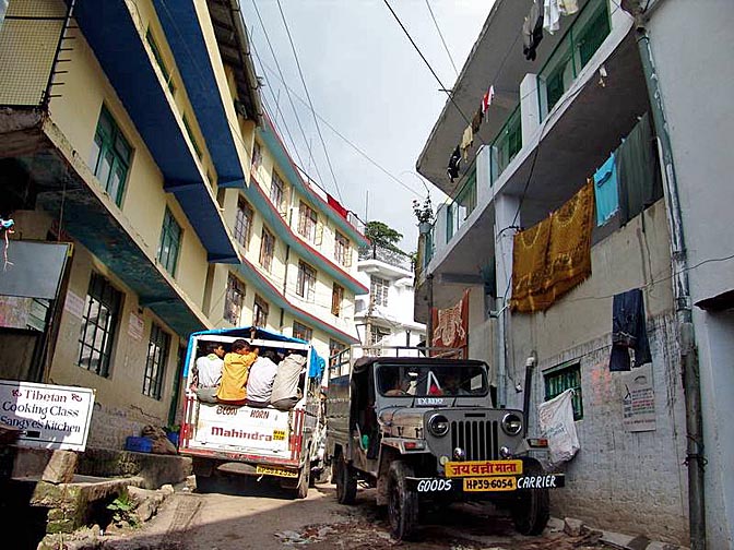 Transportation in McLeod Ganj narrow alleys, 2004