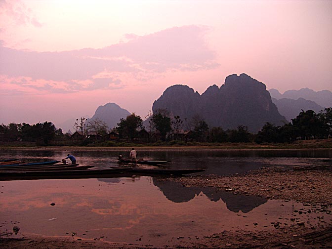 Sunset on the Nam Xong, Vang Vieng 2007