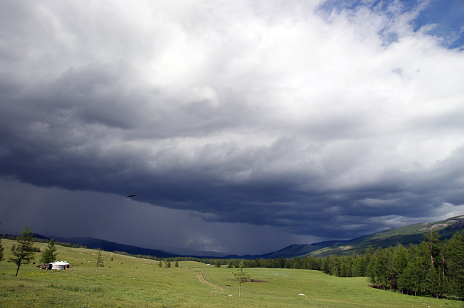 Gers on the steppe at the north end of Naiman Nuur (Navel Eight Lakes) National Park, Orkhon Valley, Central Mongolia 2010