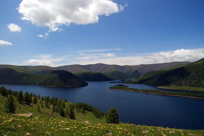 Shireet Nuur (Table Lake) in Naiman Nuur (Navel Eight Lakes) National Park, Orkhon Valley, Central Mongolia 2010