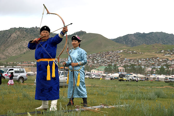 Women archery competition, the second game in the Naadam festival, Tsetserleg 2010