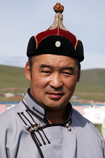 A wrestler dressed in traditional Mongolian clothing, Tsetserleg 2010
