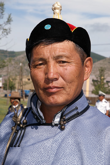 A participant in traditional Mongolian dress, Tsetserleg 2010
