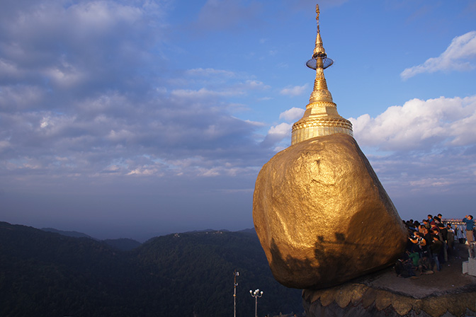 Kyaik-htee-yoe (Kyaiktiyo), The Golden Rock Pagoda at sunrise, 2016