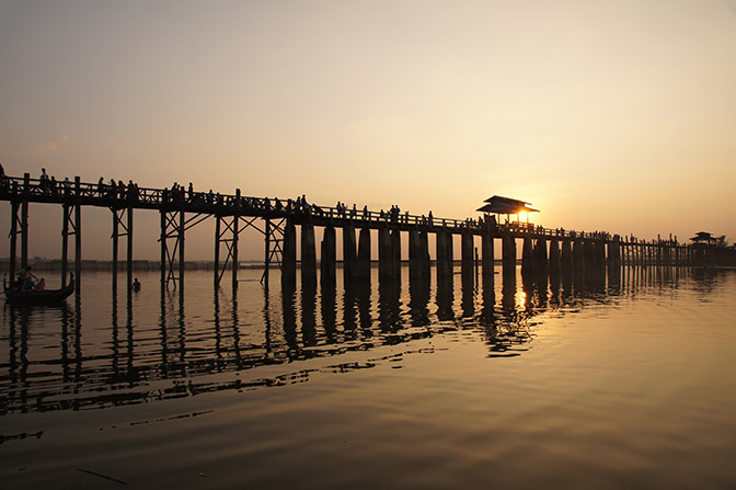 U Bein Wooden Bridge at sunset, Sangaing Hill 2015