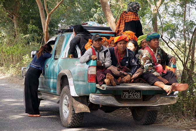 Van loaded with Pa O tribe people, Nyaungshwe 2016