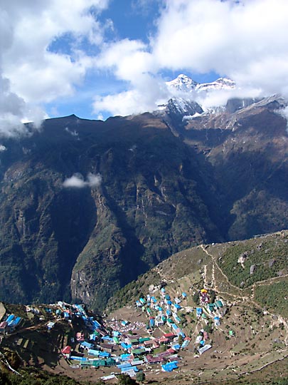 The landscape of Namche Bazaar, 2004