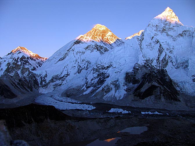 The warm colors of the Everest at sunset, from Kala Patthar, 2004