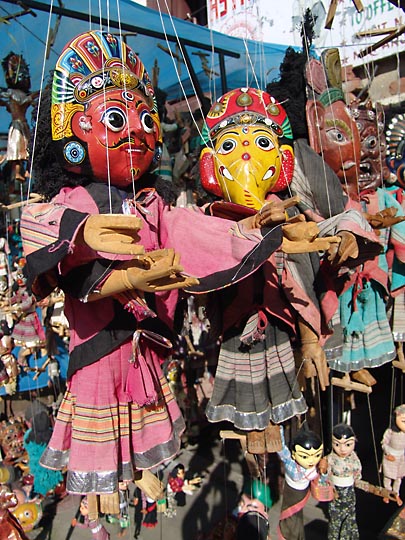 Colorful Marionettes, in the Kathmandu Durbar Square Market, 2004
