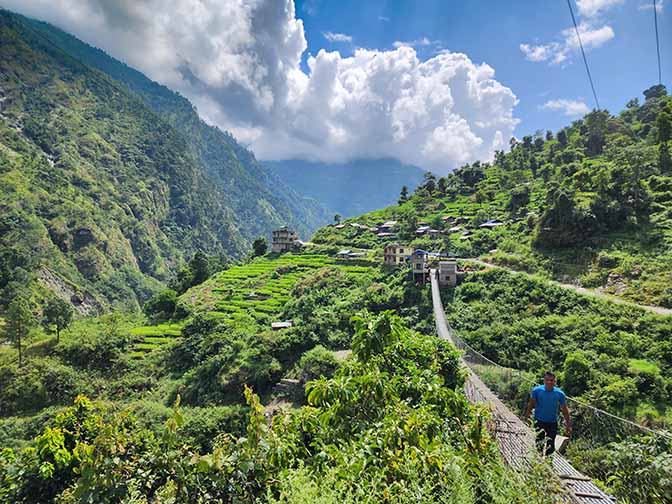 A suspension bridge between Soti Khola and Machha Khola, 2022