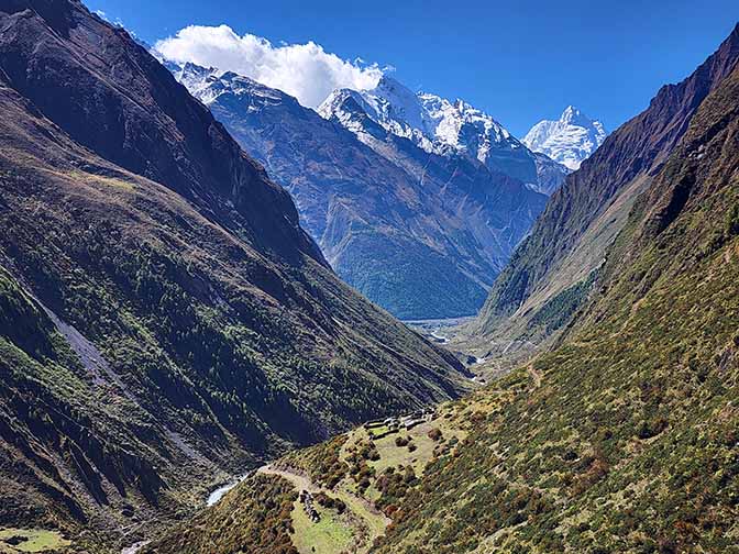 Looking south from Mu Gompa at the end of Tsum Valley, 2022