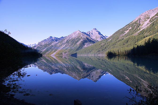 Reflection at dawn in Kucherla lake, 2014