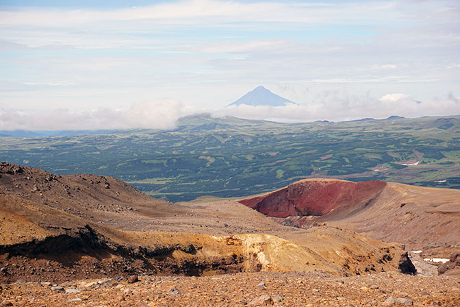 The landscape from Mutnovski Volcano, with Viluchinski Volcano in the background, 2016