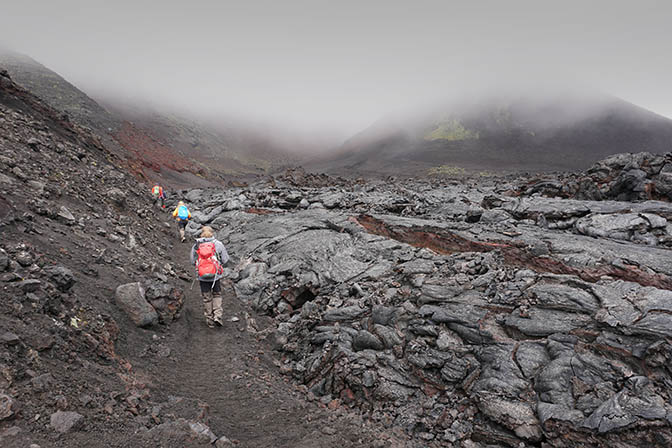 A walking path along the lava flow from the eruption of the Tolbachic Volcano on 2012-2013, 2016