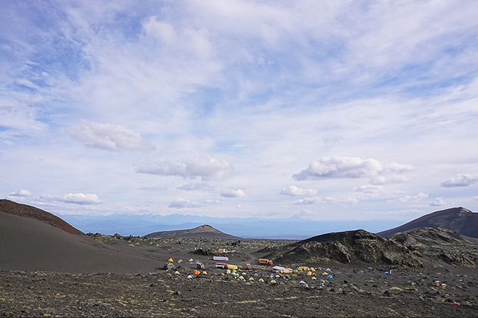 The tent camp at the foot of Tolbachic Volcano, 2016