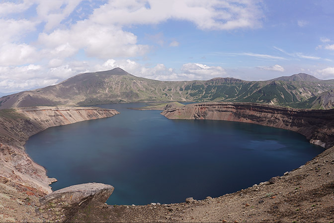 The lake in the cone of Ksudatch Volcano, 2016