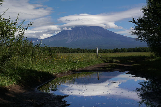 Cyclic clouds around the summit of Koryakski Volcano, 2016