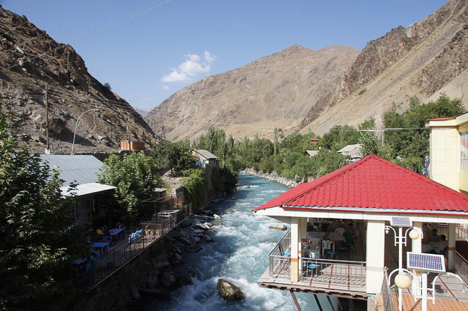 Restaurants above the Obikhumbob river, Qalai-Khumb 2013