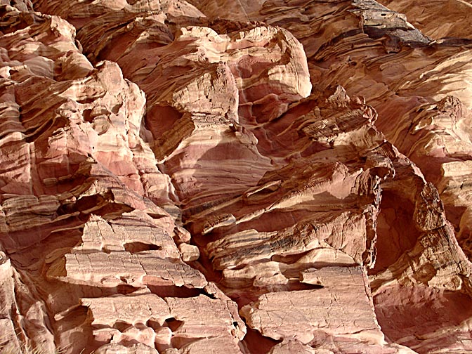 Sandstone rocks in Siq Burrah, Wadi Rum, Jordan 2005