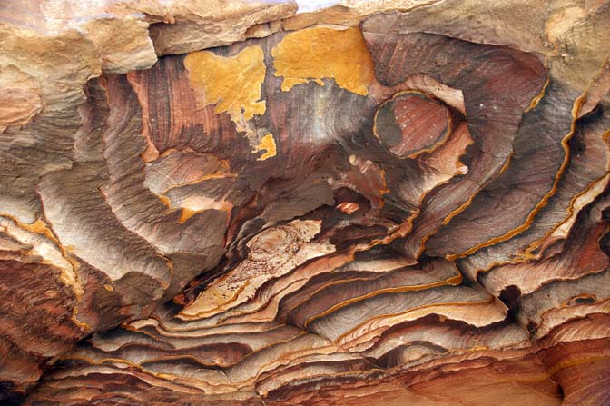 Colorful sandstone formations in Rajef Relict Mountains, Jordan 2010