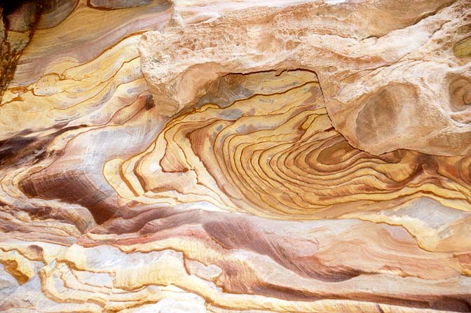 Colored sandstone in Wadi el Maiet in Rajef Relict Mountains, Jordan 2010