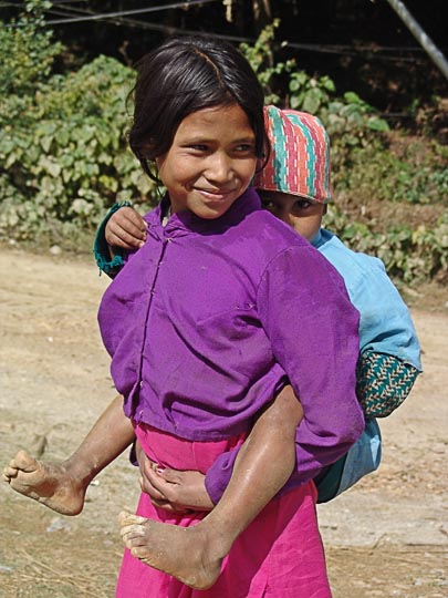 On the back in Ichangu, suburb of Katmandu, Nepal 2004