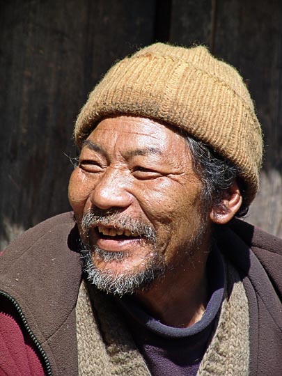 A Bhotia man on the way between Sekathum and Amjilassa, along the Kangchenjunga Trek, Nepal 2006